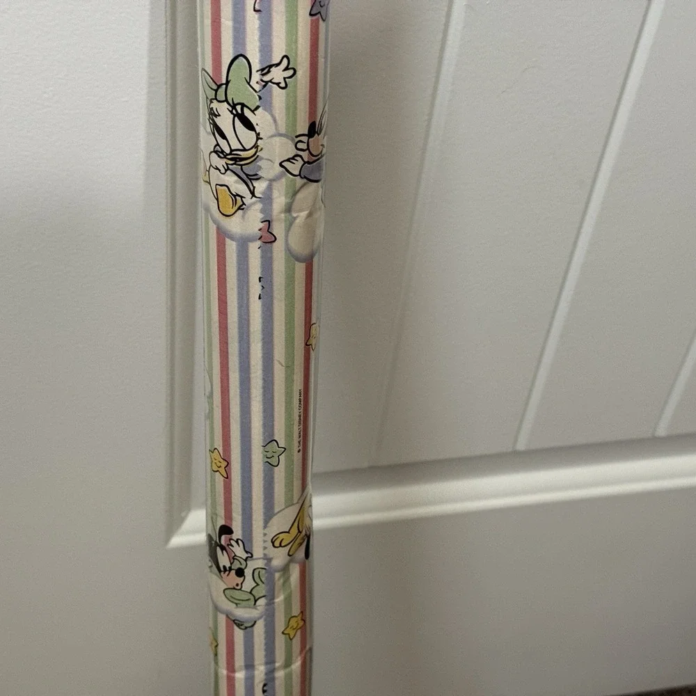 Vintage Sealed Disney Babies Gift Wrap Baby Shower  10sq Ft Mickey Minnie Goofy‎